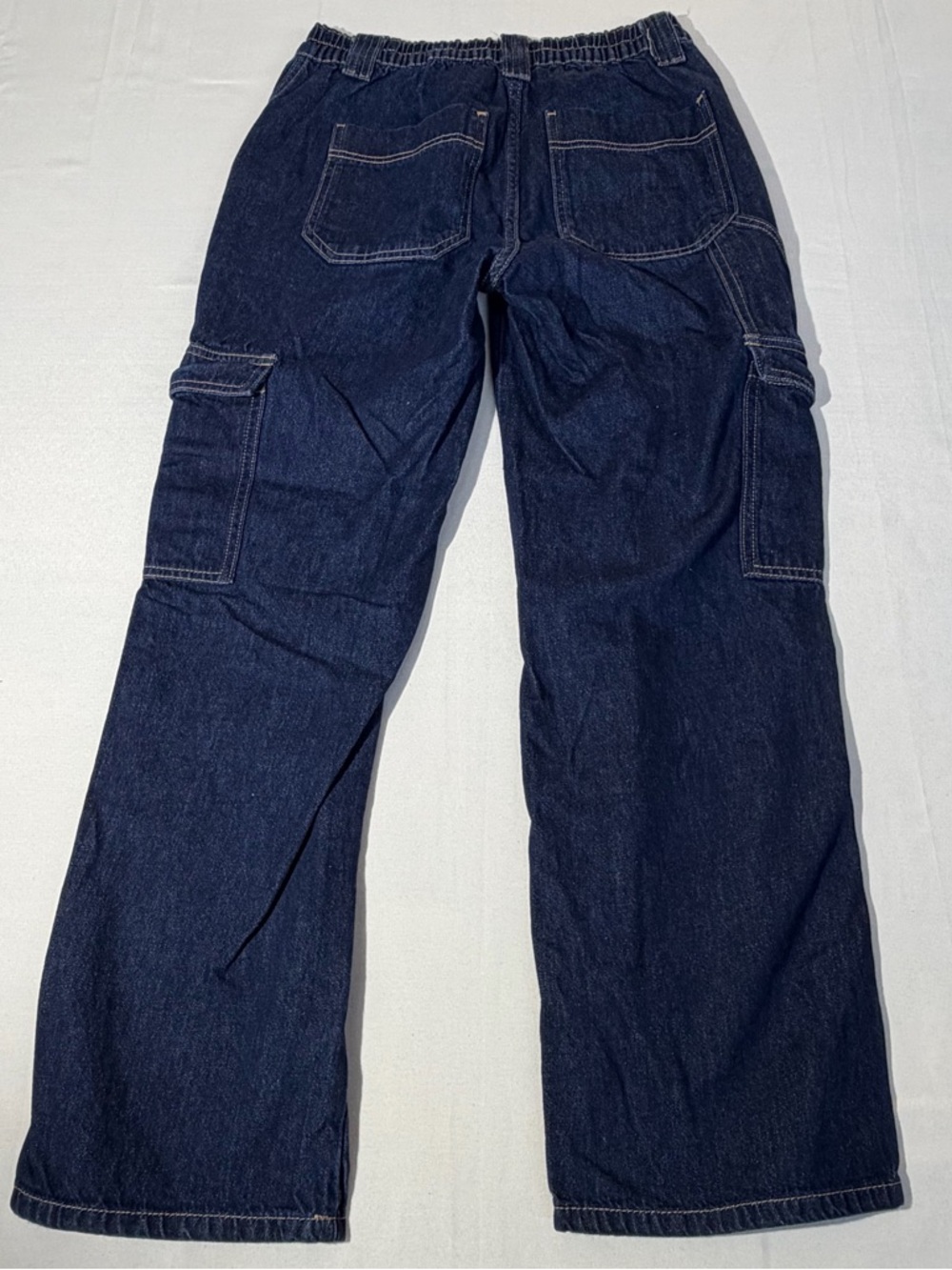 Simple Society Women's Cargo Jeans Size 7/28 Dark Wash Wide Leg Y2K Utility - Picture 4 of 5